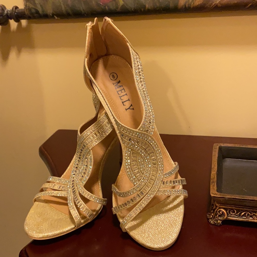 Gold and AB Rhinestone Dress Heel